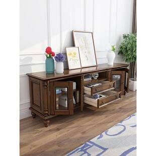 2M2美式 电客视柜全实木白蜡木茶电几视柜合厅复古乡村简约影组视