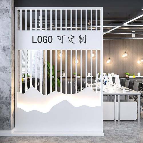 公司前台屏风断带LOGO铁艺镂空隔装饰代简约酒隔店现玄关SX005-1