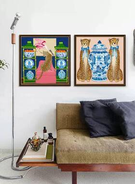 如中古美式新中式古典添虎装翼饰画客厅餐厅卧室挂画复al202403古