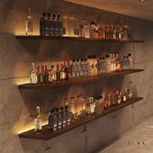 置F99JM5J8物架酒架层板上壁挂墙木搁板架实吧台一字吧饮酒料壁挂