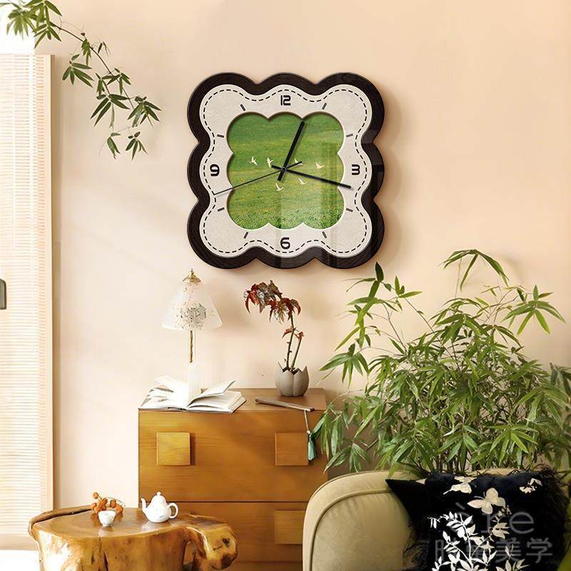 中古风电视墙钟表墙高档餐复古客新厅挂钟款艺术ZXO创挂意厅时钟