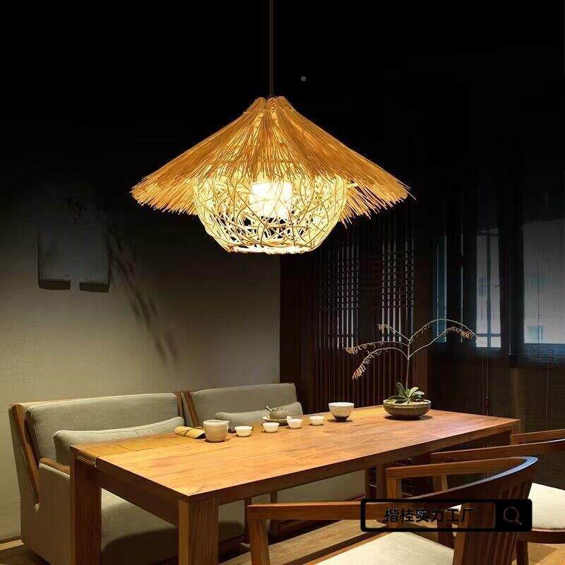 帽吊灯东南亚藤编创意竹艺餐厅庆编店饭店民宿灯婚竹646装饰罩吊,家装灯饰光源,智能吊灯,淘宝优惠券,粉丝福利购,淘宝优惠卷