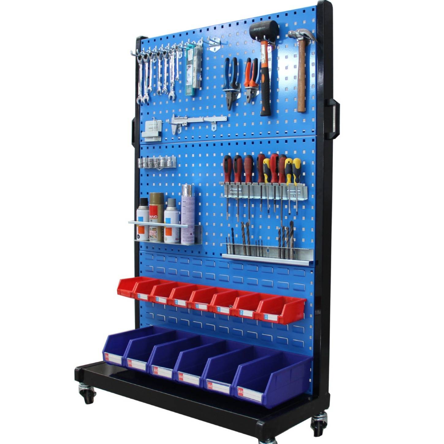 双面工具挂板 车间洞洞板展示架物料整理架免打孔洞洞板置物架