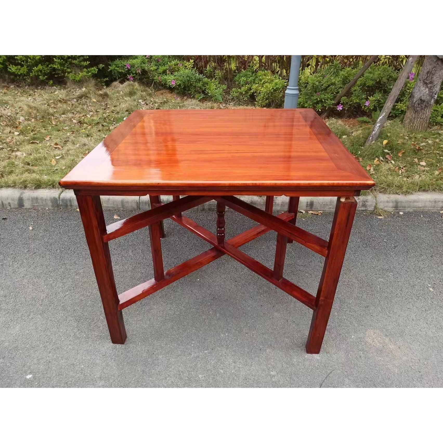 实木胡桃色八仙桌农村仿古老式折叠拆卸原木正方形中式餐桌祭祀拜