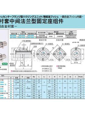 无油套间法兰型固中定座组件MFCNW6/YYF8/10/12代替米苏米衬ISUMI