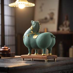 品唐马摆件招财ZBB陶摆瓷马新中式厅客酒柜装饰办公室玄关桌面工