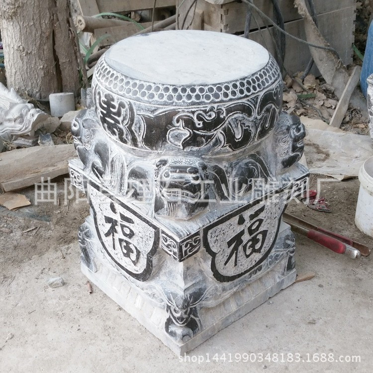 厂家直销 石雕柱墩 柱子底座石鼓 园林古建筑石柱墩