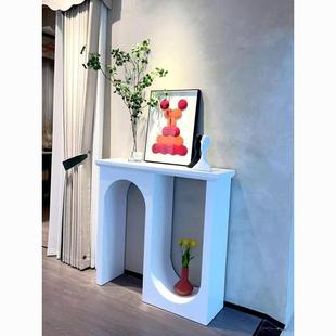 饰玄关柜别墅客厅法奶油走廊玄极 轻奢黑色双弧关台VOR简装 意式 式