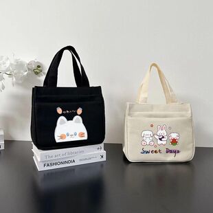 高颜值容量手提包宝妈外出简约小巧立体拎包通勤加厚上班便当饭袋