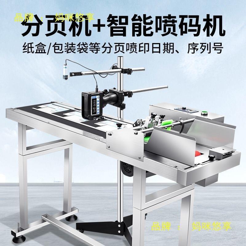 分页机全自动喷码机流水线包装袋纸盒卡片打码机打生产日期分离机