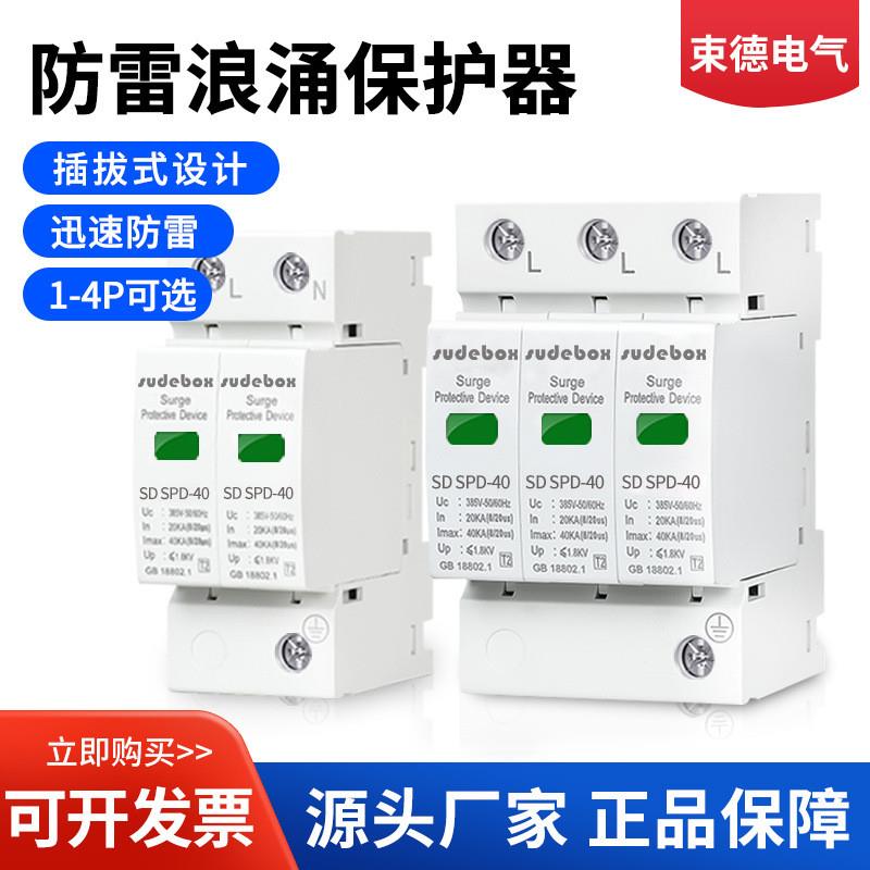 适配SPD 浪涌保护器 2P40KA家用220V避雷器 4P385V二级电涌保护器