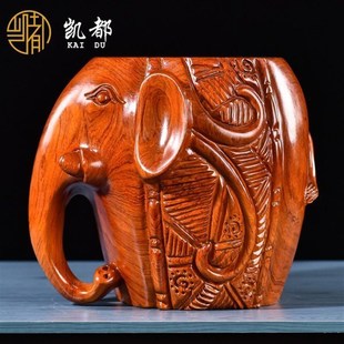 花梨木雕刻大象凳子家用实木象凳客厅小孩儿童换鞋凳招财象工艺品