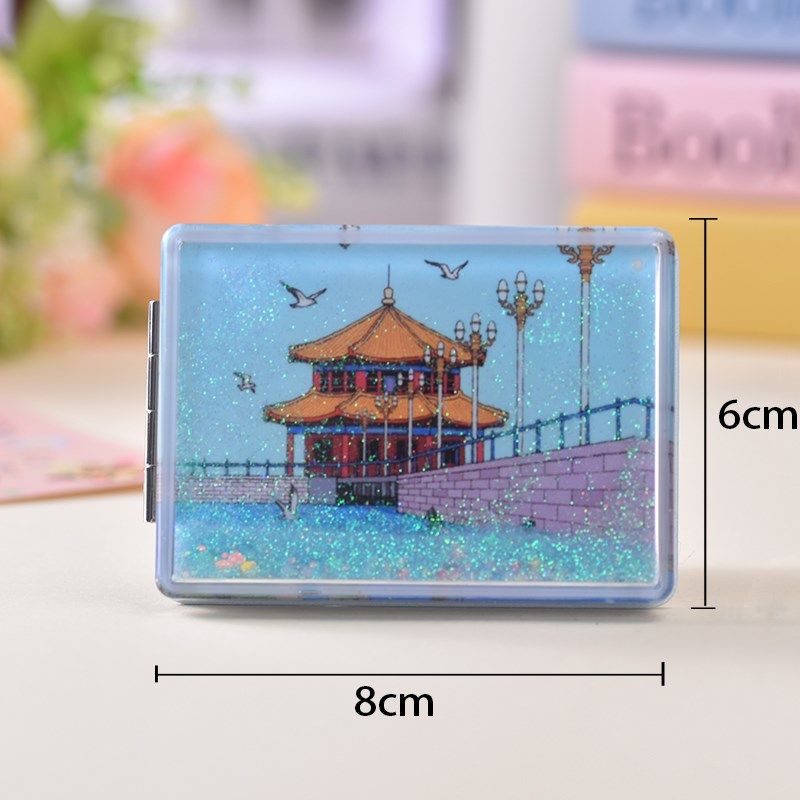 青岛网红景点流沙镜子双面化妆镜随身小镜子ins可折叠,节庆用品/礼品,文化创意化妆镜,淘宝优惠券,粉丝福利购,淘宝优惠卷