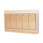 锦迈金色明装 五开单控开关面板5位家用16A明线盒5联双控电灯插座