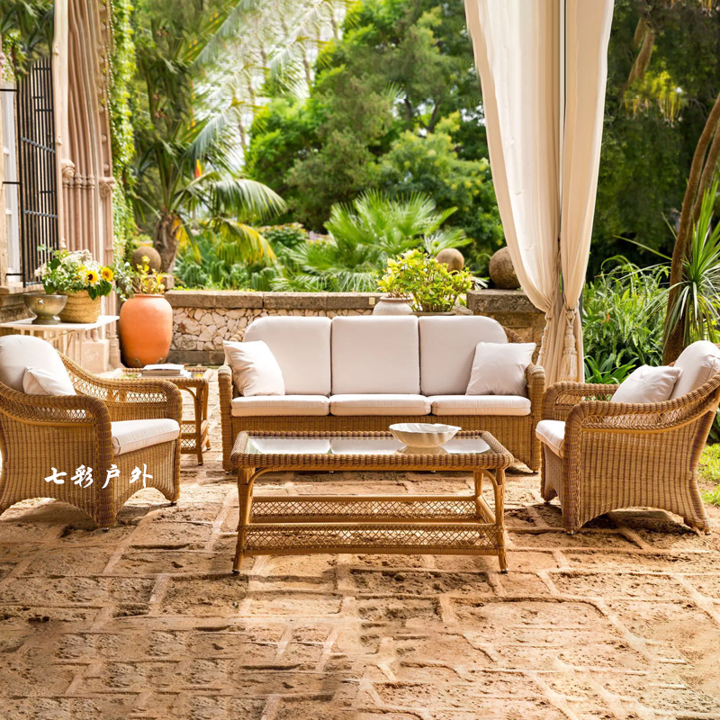 户外沙发庭院别墅藤编家俱休闲酒店室外露台花园S阳台藤椅沙发组