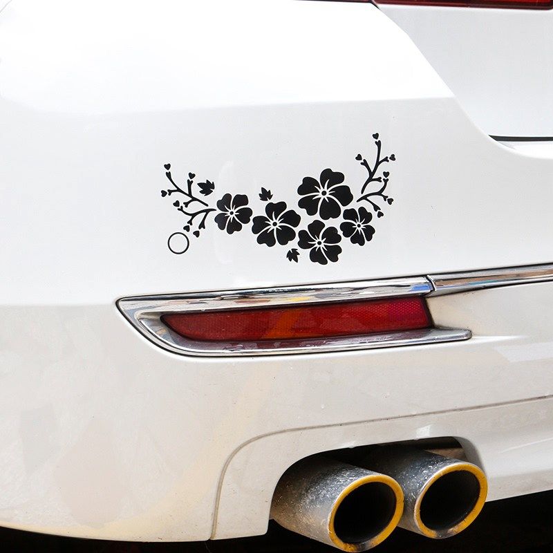 汽车贴纸划痕遮挡遮盖白色羽毛车贴装饰前杠防刮蹭电动车贴花防水