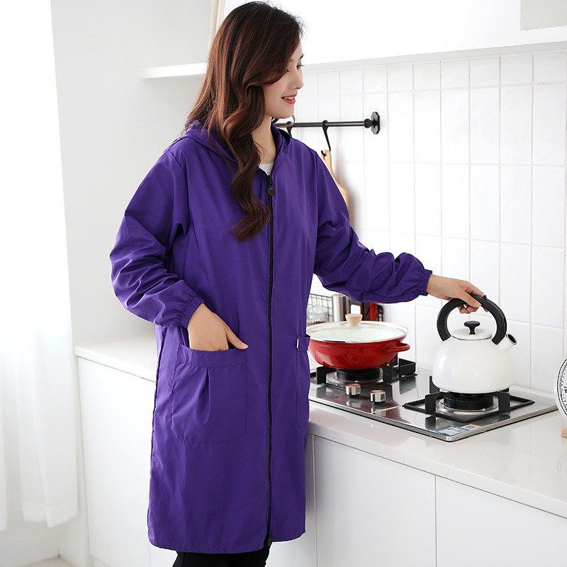 罩衣大人工作服外套家用厨房防水防油长袖围裙女薄2024新款春秋款,家庭/个人清洁工具,围裙,淘宝优惠券,粉丝福利购,淘宝优惠卷
