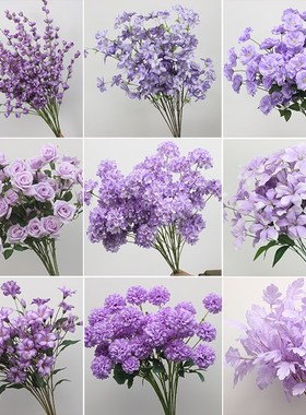 紫色系婚庆彷真花婚礼堂装饰插花悬吊式天花板花路引花T台装饰商