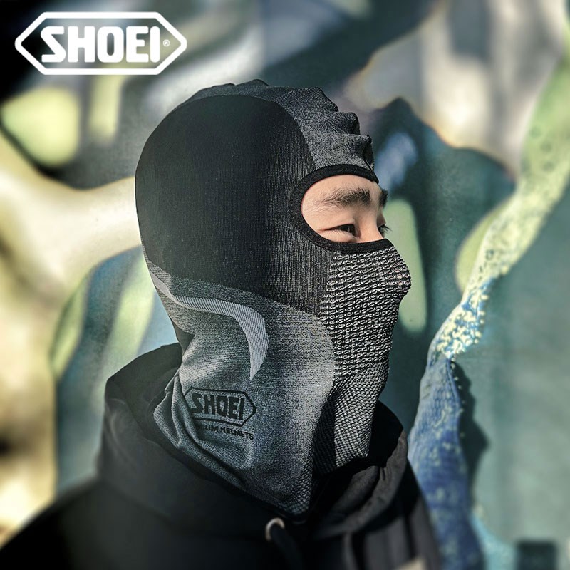 SHOEaI 针织无痕头套摩托车骑行机车四季通用面罩长款男女冬季