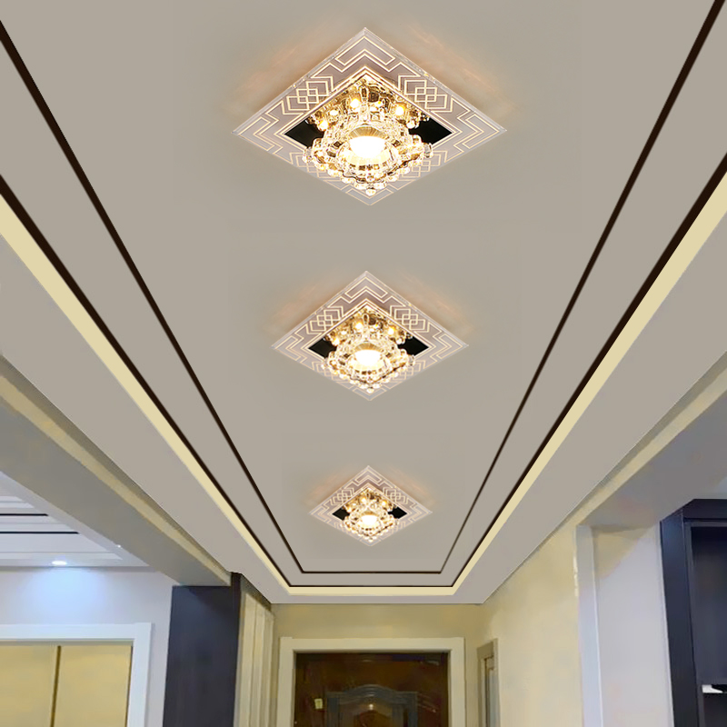 现代简约LED走廊水晶灯走v廊灯嵌入式玄关门厅楼道阳台灯明装暗装