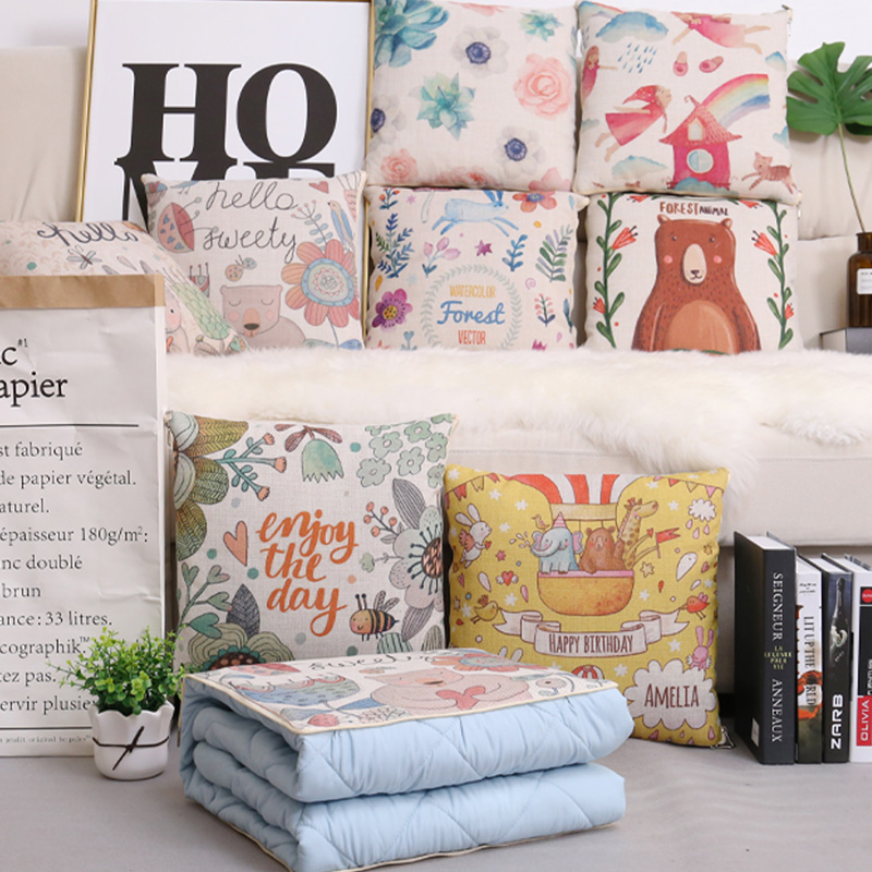 小清新办公室抱枕被子两用靠垫被汽车沙发靠N枕头午睡空调被小毯