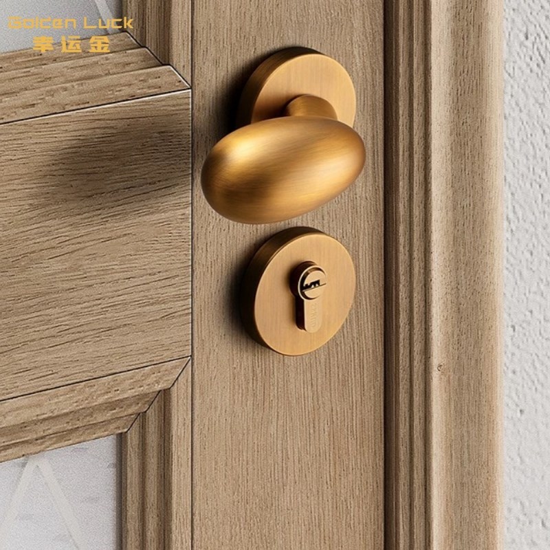 室内门锁卧室可爱儿童房r鹅蛋型实木门把手锁具家用静音磁吸房门