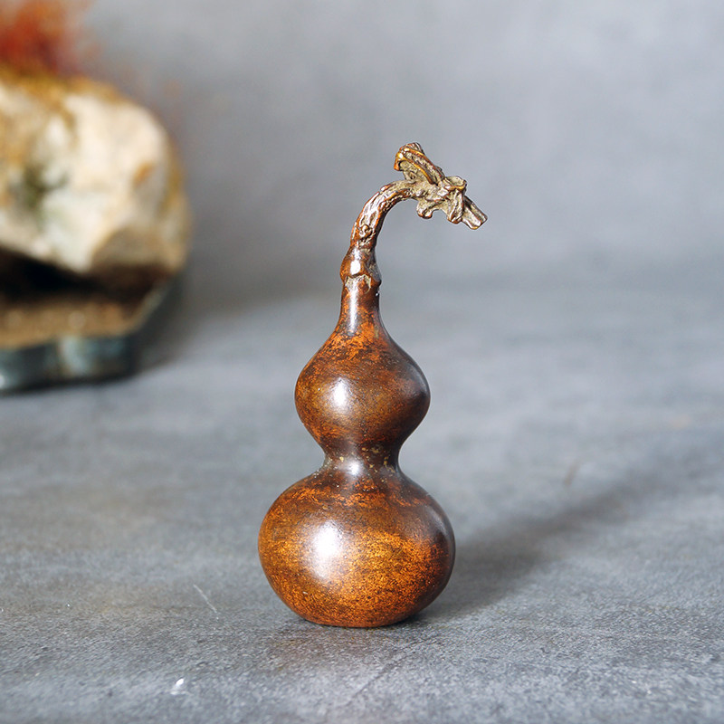 苏工实心铜葫芦茶宠茶玩铜虫镇纸手把件博古架书桌茶桌摆件厂价