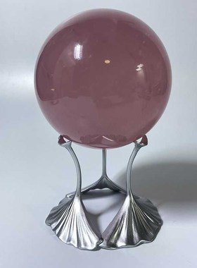 水晶球底座 纯铜球座摆件 银杏叶时尚创意工艺品家居装饰收纳礼