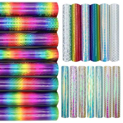 12x10in 19 Sheets Holographic Rainbow Gradient Adhesive Viny