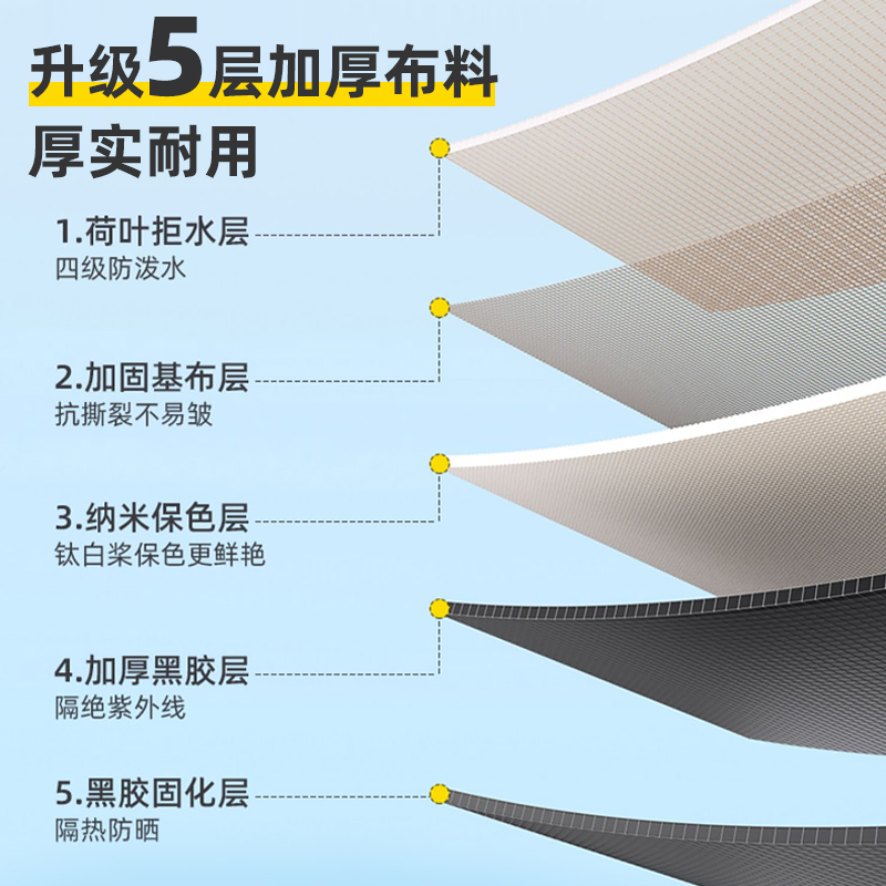 新品天幕帐篷户外露营遮阳可携式黑胶防晒防雨凉棚抗UV涂银四角幕