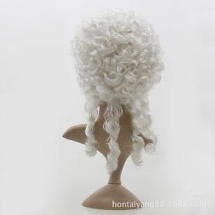 演出道具派对表演舞会假发法官帽公爵式法官假发(白色)律师帽假发