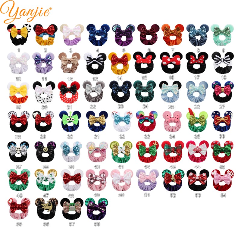 2022 New Arrival Pretty Mouse Ears Sequins Hair Bow Women Ve