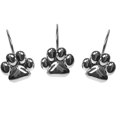12Pcs Set Cat Footprint Decorative Shower Curtain Hooks