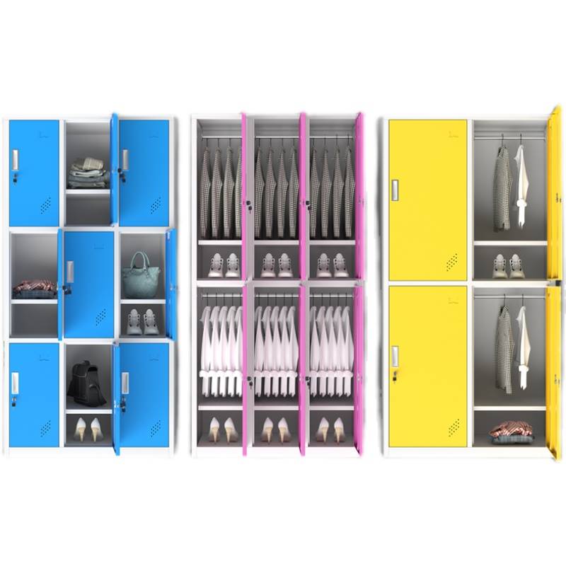 。青岛落地鞋柜钢制收纳柜员工柜子现代更衣柜铁皮彩色更衣柜健身