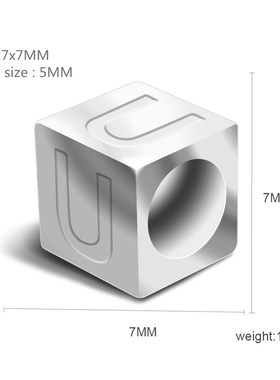 ELANUOYY  Stainless Steel Alphabet Beads Character Etching L