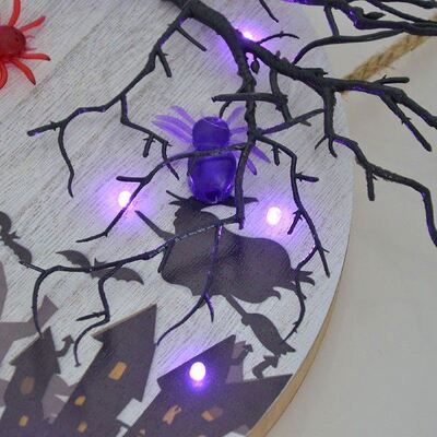 极速Halloween Dekorasi Baru Pelat Pintu Kayu dengan Lampu un