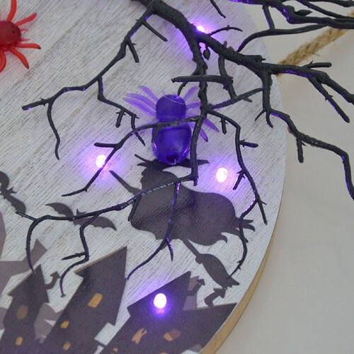 极速Halloween Dekorasi Baru Pelat Pintu Kayu dengan Lampu un