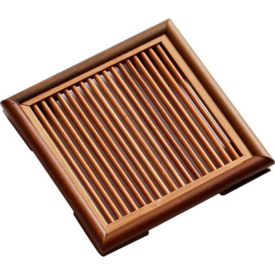 竹制紫砂壶承托壶垫底座 高档竹丝杯垫 茶杯隔热实木功夫茶具配件