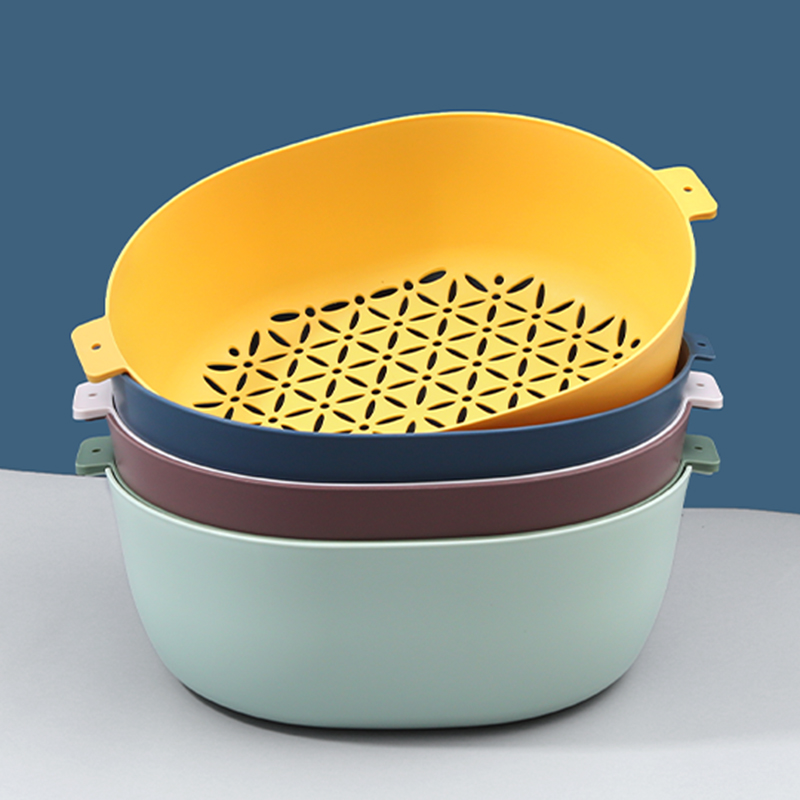 双层沥水篮家用网红水果盘厨房洗菜盆客厅塑料淘菜筐收纳菜篮子