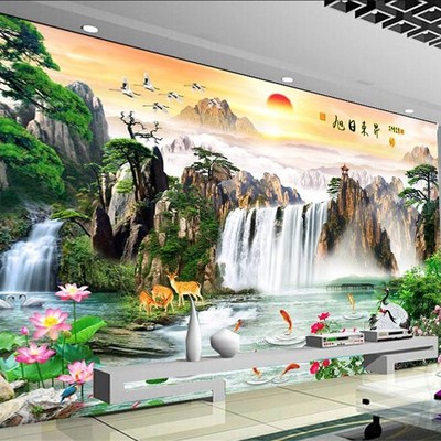 定制客厅沙发山水画竹木纤维集成墙板电视背景墙卧室玄关装饰护板