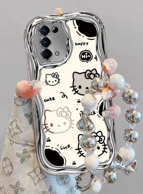 适用OPPOReno5手机壳OPPO新款Reno5pro套OPPORen05pro电镀奶油KT猫OPPOReon全包OPPOReno5K防摔OPPOR0PP0女款