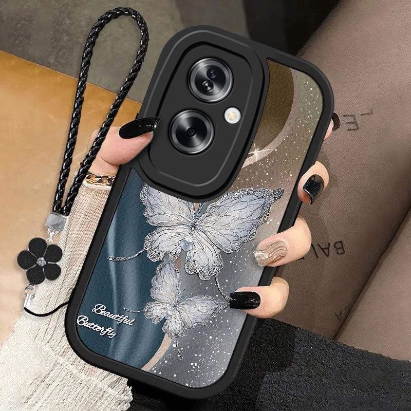 适用oppoa2/a3pro手机壳a58新款a93s闪耀蝴蝶opopa96硅胶A575G外壳a11x卡通a32全包防摔a72套a35女a91软a83