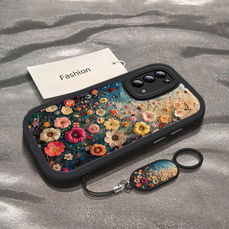 适用OPPOReno5K手机壳OPPO新款Reno5K5G套OPPORen05K硅胶OPPOReon全包OPPORenoK防摔OPPOR0PP0女款油画花海