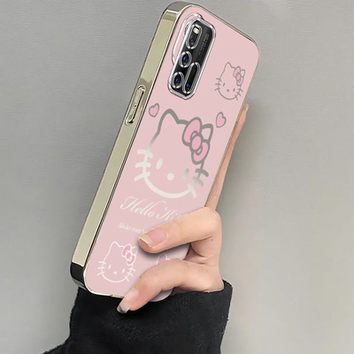 适用iQOO3手机壳vivoiQOO3保护套vivoiQOO三网红可爱新款vivo爱酷iQ003外壳iPOO电镀粉色kt猫iQ3全包防摔女生