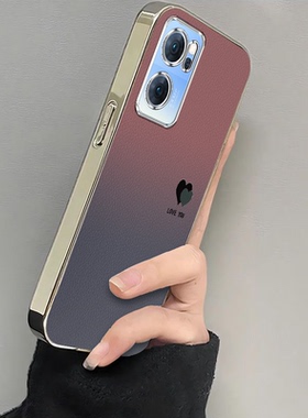 适用oppoReno7手机壳Reno7pro女新款opporone7SE全包防摔reon75G软硅胶外壳opp0pp0ppor保护套女电镀渐变爱心