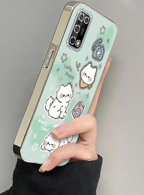 适用PERM00手机壳OPPOPERM00保护PERMOO套OPPO新款OPPOPERMOO电镀可爱小狗外壳OPPOK7X全包opp0pp0ppo防摔女