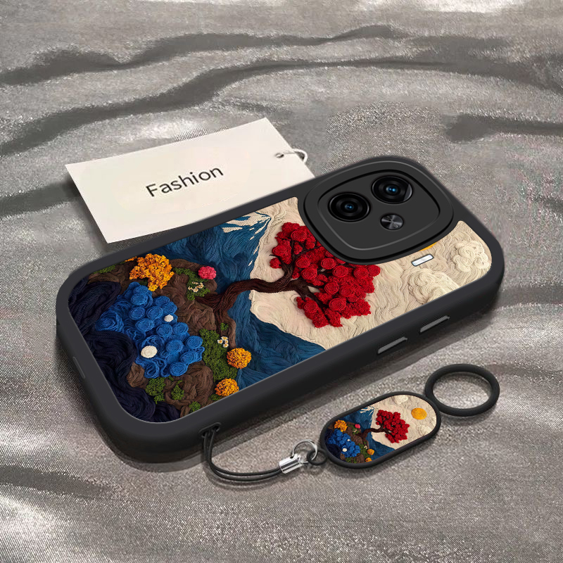 适用iqooz9turbo手机壳z8新款vivoiqooz7i山川玫瑰树qooz6全包防摔ipooz5x/z3硅胶套icoou3xU5外壳iqooz1x女