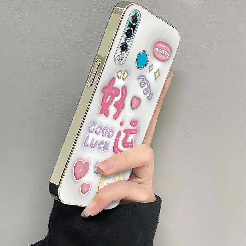 适用华为nova4/3手机壳nove4e新款note3i女novo3e女n0va全包nava防摔nov软外壳n4保护套nowa电镀爱心好运navo