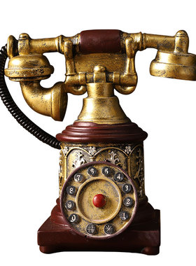 欧式复古创意电话机模型r摆件家居客厅酒柜玄关装饰品摆设拍照道
