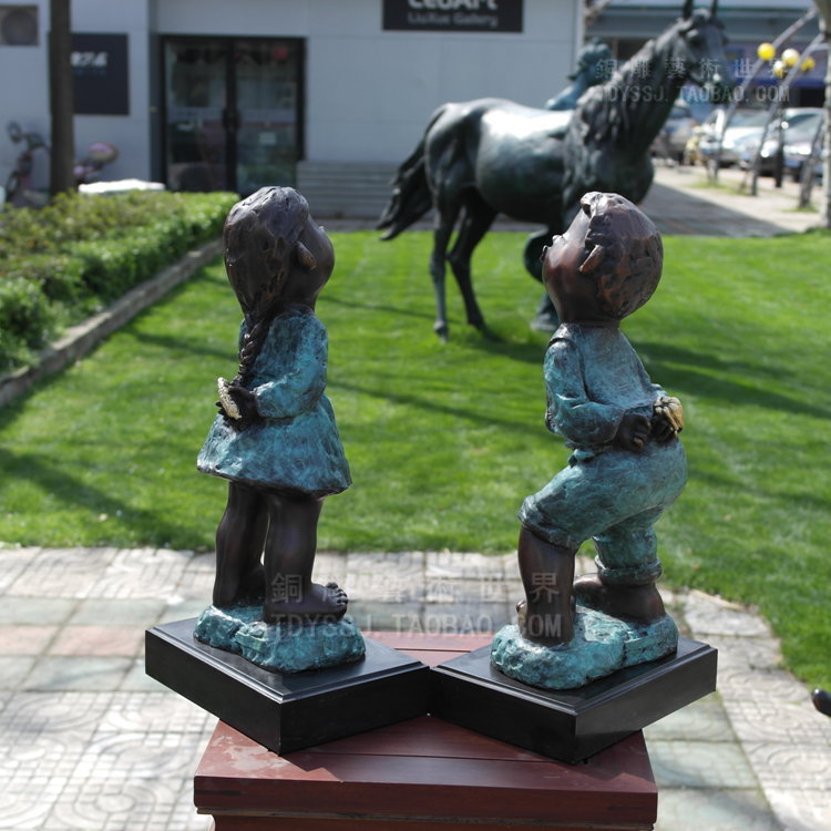 铜雕塑天真童年两小无猜结婚礼物酒店软装潢M摆件家居装饰工艺术
